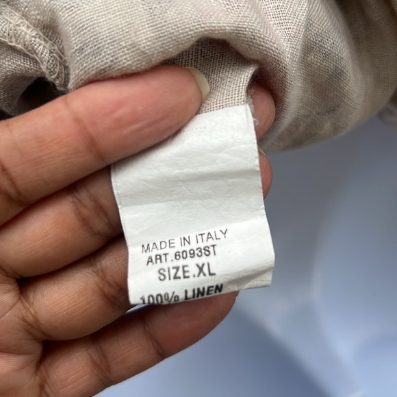 Alessia Pacini  100% Linen sleeveless shoulder ruffle shirt size XL floral - Picture 7 of 8